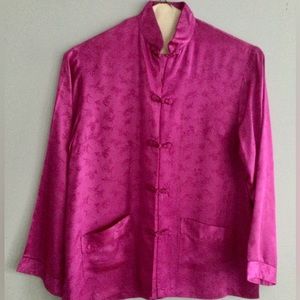 Vintage Mandarin Blouse/Jacket Magenta 1970s Pristine